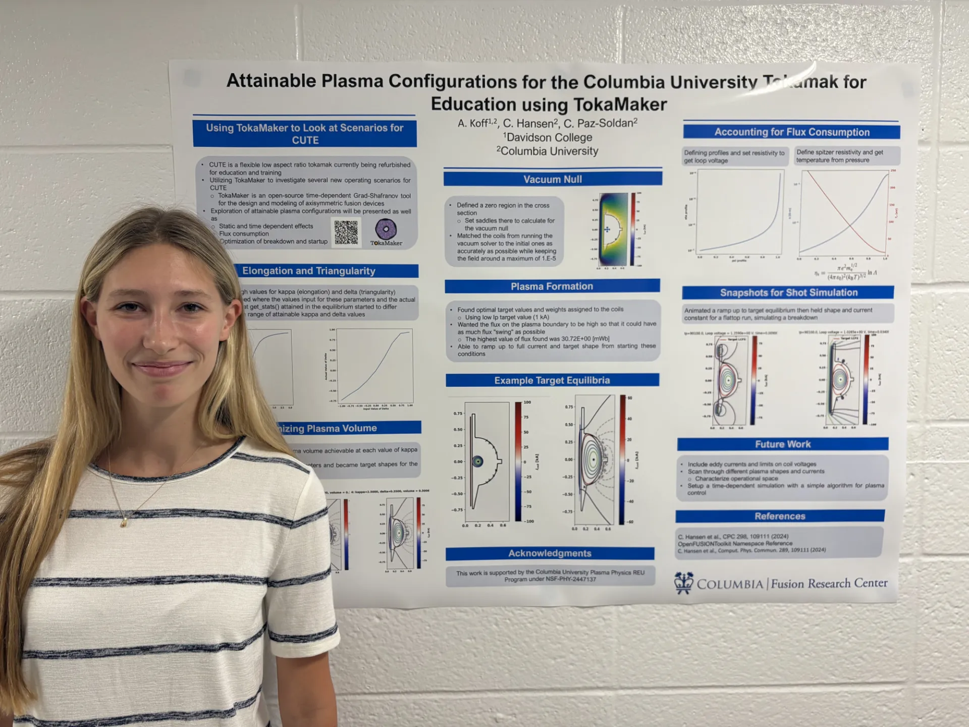 Amelia Koff: Attainable Plasma Configurations for the Columbia University Tokamak for Education using TokaMaker