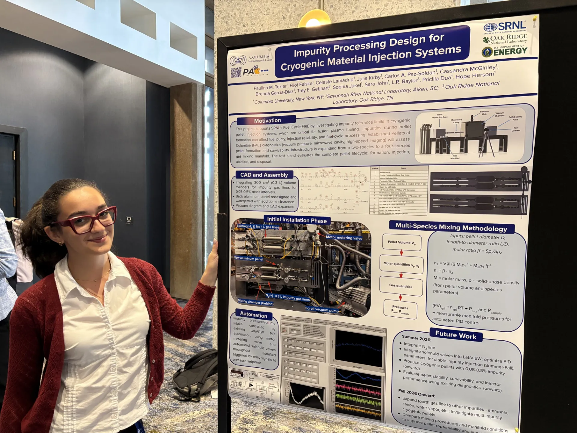 Paulina Texier presenting pellet fuel cycle impurity Pellets At Columbia additions