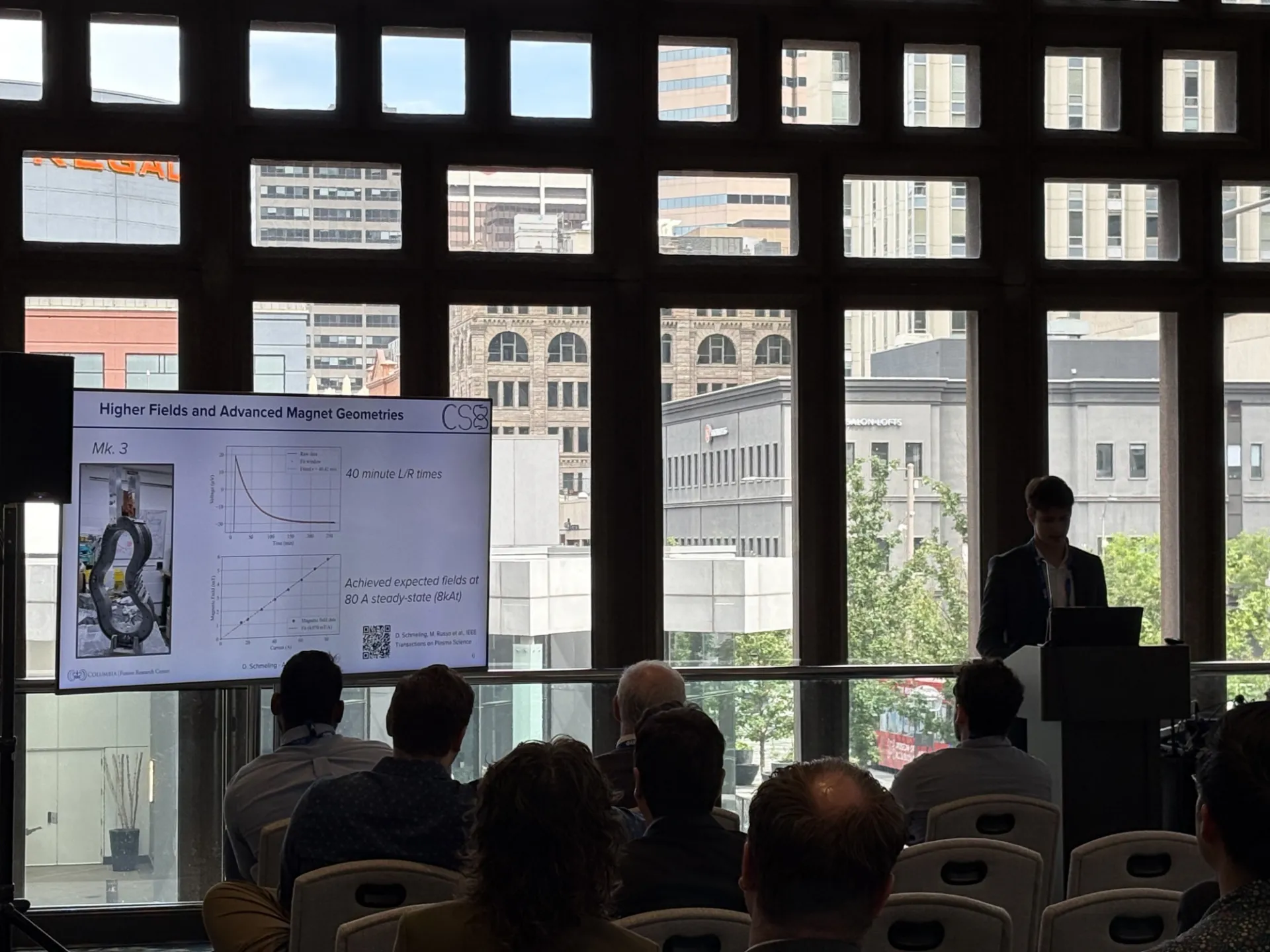 Dylan Schmeling presenting the Columbia Stellarator eXperiment