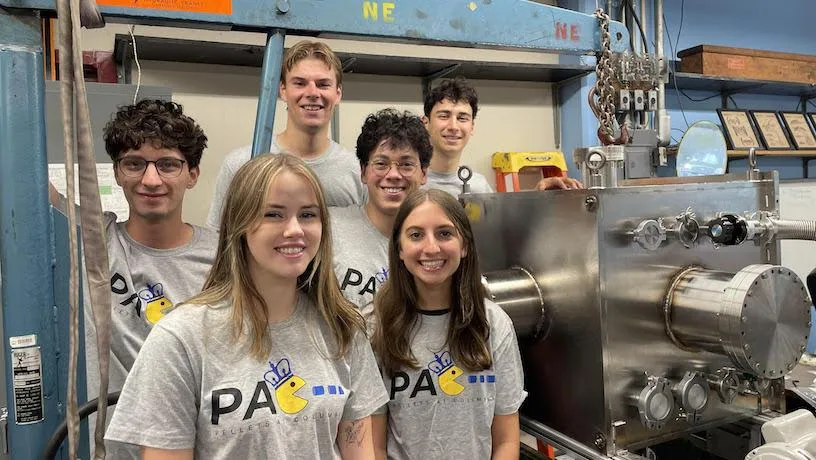 From left to right: Eray Baykal MechE '25, Hope Hersom MechE '25, Eliot James Felske APAM '24, Sebastian Gomez APAM '24, Sophia Guizzo APAM '24, Jacobo Guzowski Lang APAM '25