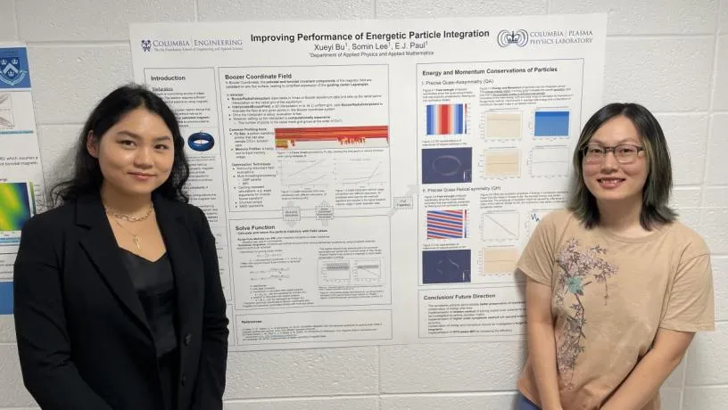 The "best poster prize" was awarded to Somin Lee and Xueyi Bu (above) for their poster entitled “Improving performance of energetic particle integration”.
