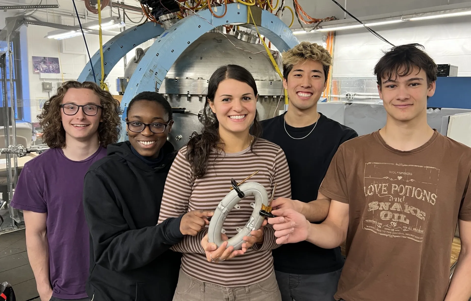 Students with initial prototype HTS magnet