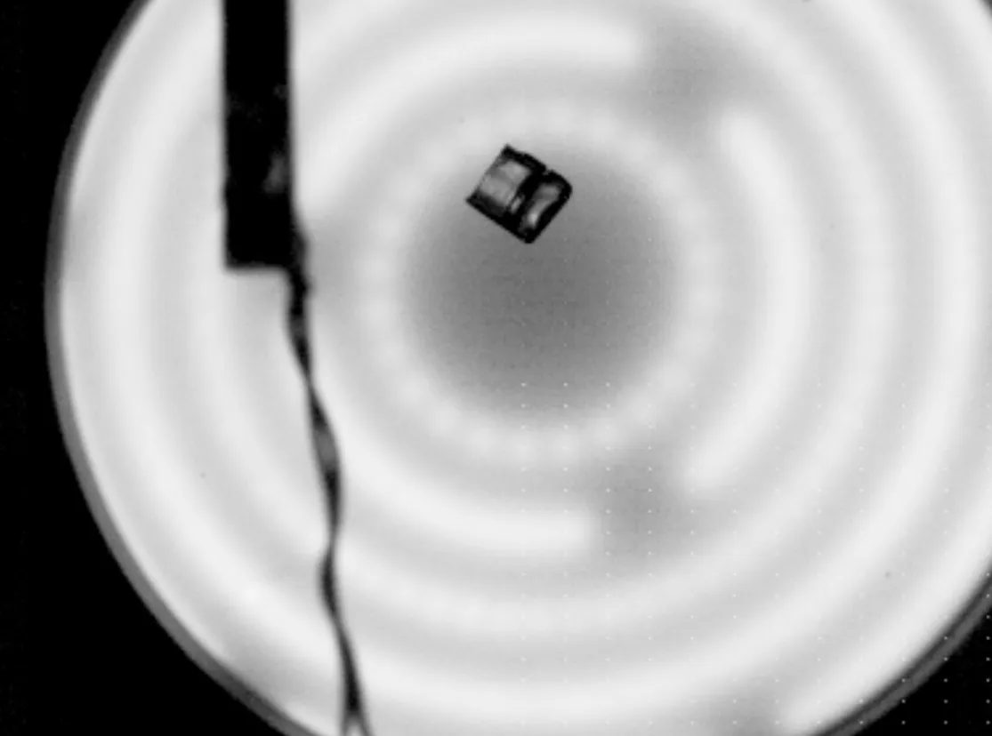 A pellet flying through the vacuum