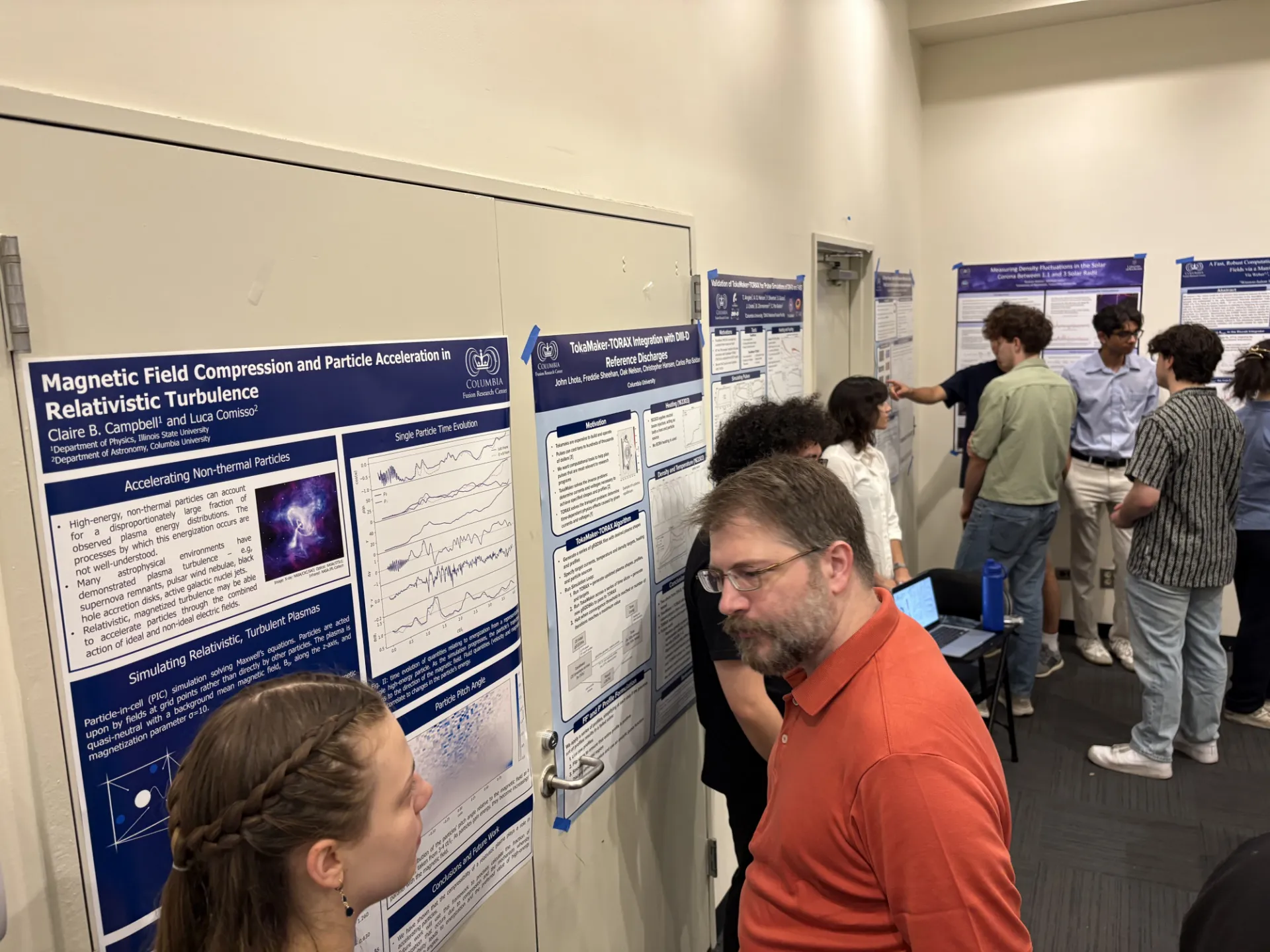 Claire Campbell presenting Magnetic Field Compression and Particle Acceleration in Relativistic Turbulence